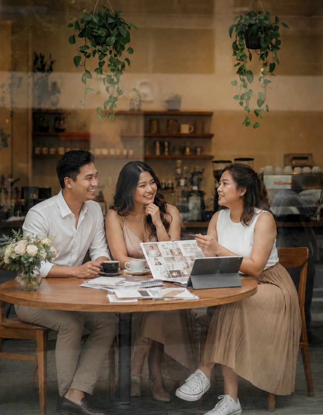 Event planning consultation at a cozy café